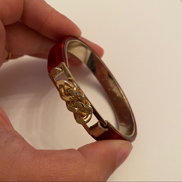 Alligator Mock Croc Gold chain Bangle Bracelet - Picture 9 of 11